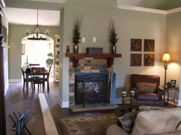 The Etowah legacy build &mdash; living room with fireplace