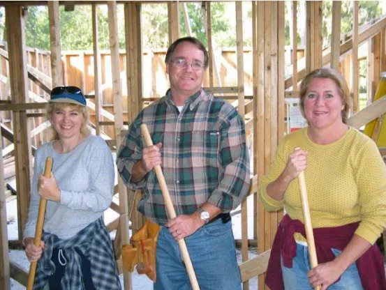 Volunteers framing the MorningStar building in Brunswick, GA