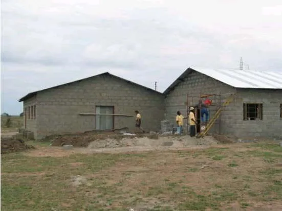 A block church under construction in Swaziland